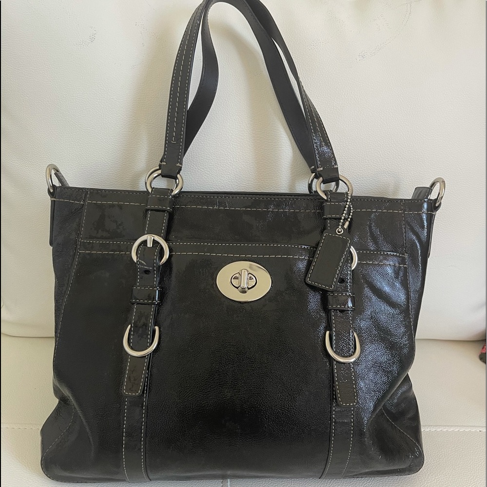 Coach Chelsea Black Patent Leather Shoulder Purse